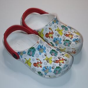 Kids White Pokémon Slip-On Clog with Red Strap